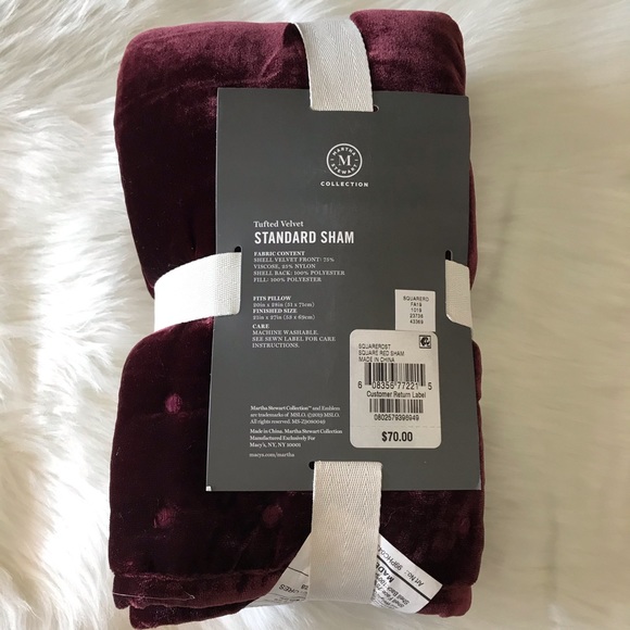 Martha Stewart Tufted Velvet Standard Pillow Sham - Picture 4 of 6